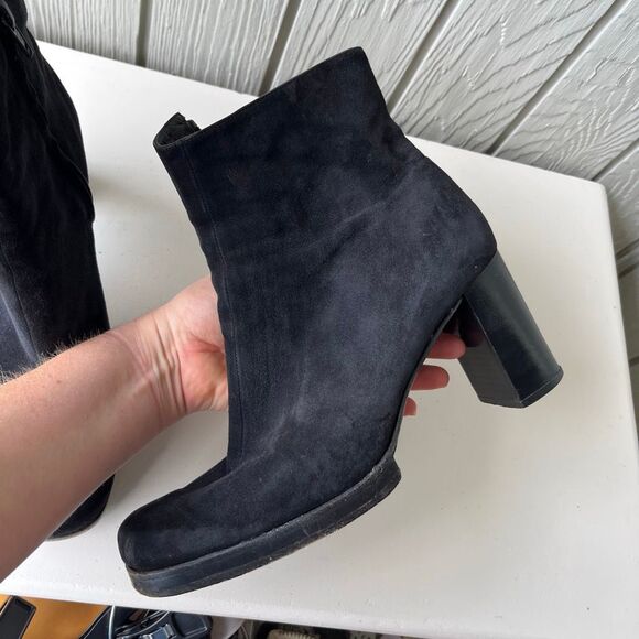 VTG Clergerie Paris Black Suede Platform Ankle Boots Women’s SZ 7.5–8 France - Picture 9 of 11